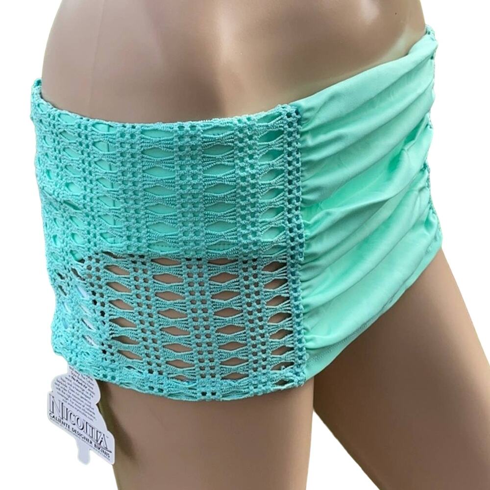 Nicolita Aquamarine Crochet Lace Swim Skort S